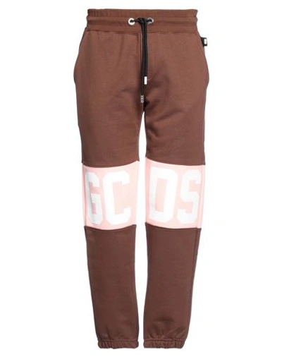 Shop Gcds Man Pants Brown Size Xl Cotton