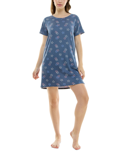 Shop Roudelain Women's Printed Short-sleeve Sleepshirt In Allie Stars