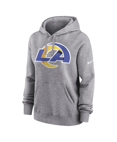 Nike Women's  Heather Gray Los Angeles Rams Team Logo Club Fleece Pullover Hoodie In Heather Gray