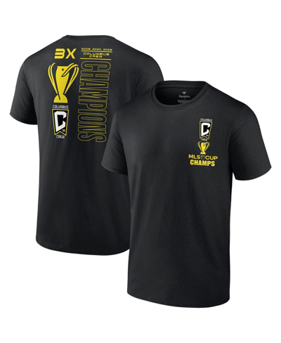 Shop Fanatics Men's  Black Columbus Crew Three-time Mls Cup Champions Trophy Case T-shirt