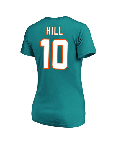 Fanatics Women's Tyreek Hill Aqua Miami Dolphins Plus Size Fair Catch Name And Number V-neck T-shirt In Aqua