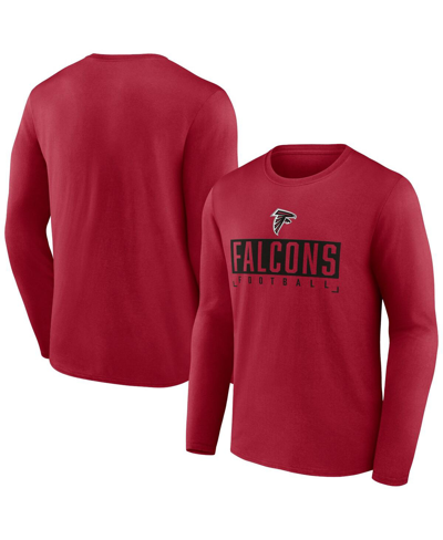 Shop Fanatics Men's  Red Atlanta Falcons Big And Tall Wordmark Long Sleeve T-shirt