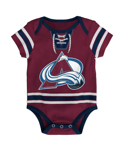 Outerstuff Infant Boys And Girls Burgundy Colorado Avalanche Hockey Jersey Bodysuit In Burgundy