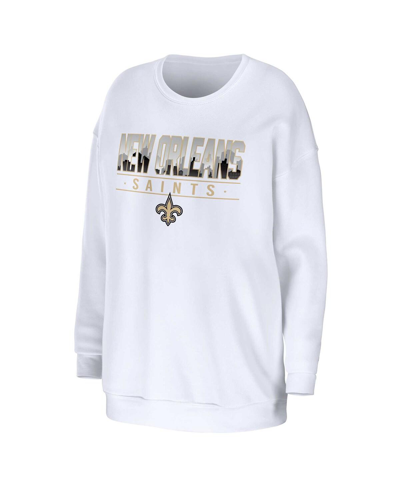 Wear By Erin Andrews White New Orleans Saints Domestic Pullover Sweatshirt In White