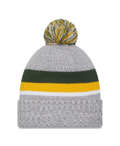 New Era Heather Gray Green Bay Packers Cuffed Knit Hat With Pom In Heather Gray