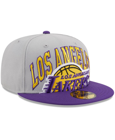 New Era Men's  Gray, Purple Los Angeles Lakers Tip-off Two-tone 59fifty Fitted Hat In Gray,purple