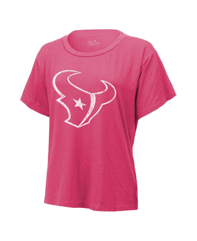 Majestic Women's  Threads C.j. Stroud Pink Distressed Houston Texans Name And Number T-shirt In Pink