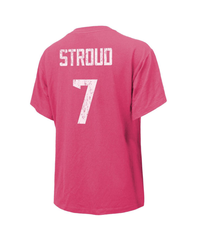 Majestic Women's  Threads C.j. Stroud Pink Distressed Houston Texans Name And Number T-shirt In Pink