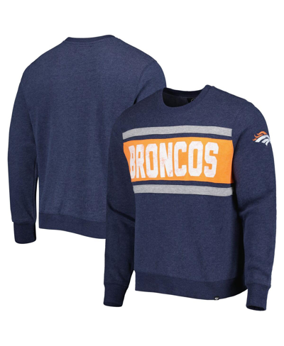 Shop 47 Brand Men's ' Heather Navy Distressed Denver Broncos Bypass Tribeca Pullover Sweatshirt