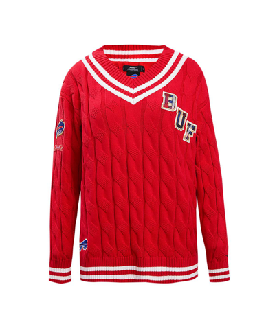 Shop Pro Standard Women's  Red Buffalo Bills Prep V-neck Pullover Sweater