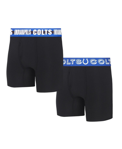 Shop Concepts Sport Men's  Indianapolis Colts Gauge Knit Boxer Brief Two-pack In Black