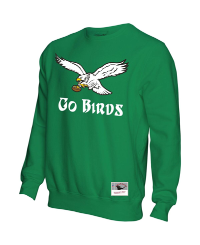 Mitchell & Ness Men's  Kelly Green Distressed Philadelphia Eagles Go Birds Pullover Sweatshirt In Kelly Green