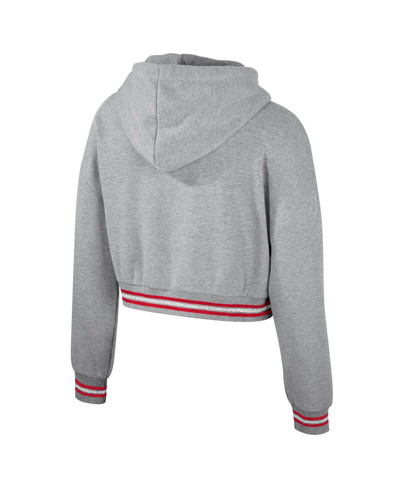 The Wild Collective Heather Gray Wisconsin Badgers Cropped Shimmer Pullover Hoodie In Heather Gray