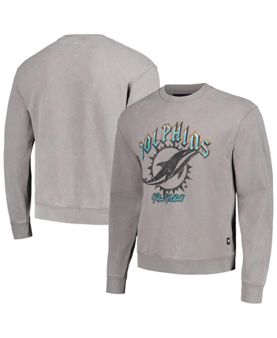 Shop The Wild Collective Men's And Women's  Gray Miami Dolphins Distressed Pullover Sweatshirt