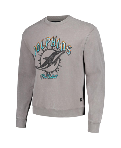Shop The Wild Collective Men's And Women's  Gray Miami Dolphins Distressed Pullover Sweatshirt