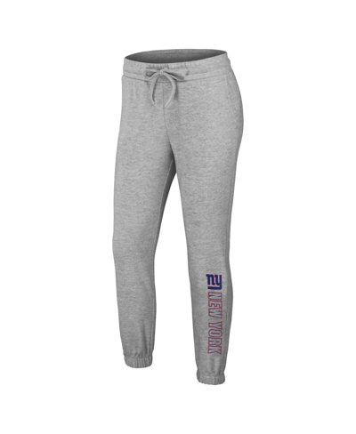 Wear By Erin Andrews Heather Gray New York Giants Plus Size Knitted Tri-blend Long Sleeve T-shirt & In Heather Gray