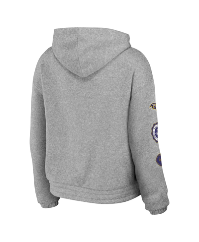 Shop Wear By Erin Andrews Women's  Heather Gray Baltimore Ravens Full-zip Hoodie