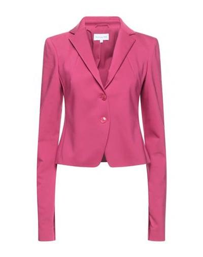 Patrizia Pepe Woman Blazer Fuchsia Size 4 Cotton, Polyester, Elastane In Pink
