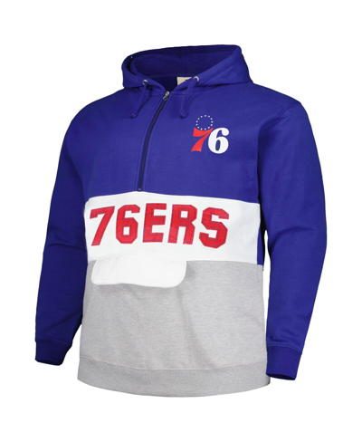 Fanatics Branded Royal Philadelphia 76ers Big & Tall Anorak Half-zip Hoodie In Royal