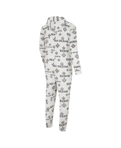 Shop Concepts Sport Men's  White New Orleans Saints Allover Print Docket Union Full-zip Hooded Pajama Suit