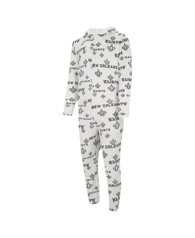 Shop Concepts Sport Men's  White New Orleans Saints Allover Print Docket Union Full-zip Hooded Pajama Suit