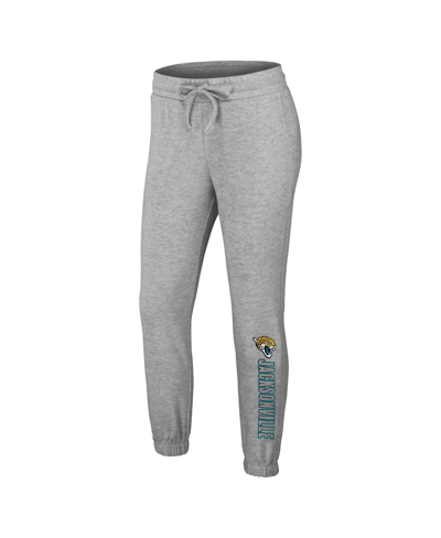 Wear By Erin Andrews Heather Gray Jacksonville Jaguars Knit Long Sleeve Tri-blend T-shirt & Pants Sl In Heather Gray