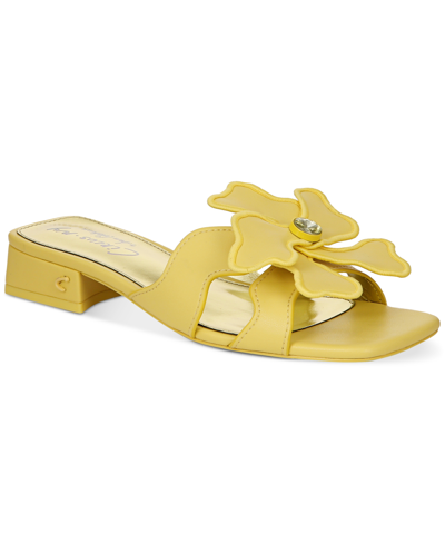 Shop Circus Ny Women's Jolie Flower Block-heel Slide Sandals In Lemon Tart