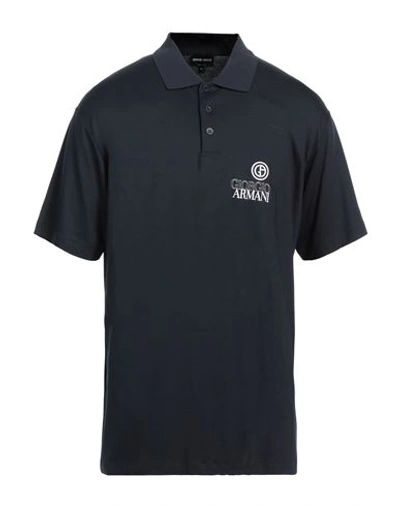 Shop Giorgio Armani Man Polo Shirt Midnight Blue Size 42 Viscose, Elastane, Polyester