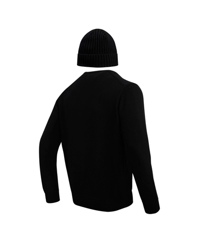 Pro Standard Men's  Black Las Vegas Raiders Crewneck Pullover Sweater And Cuffed Knit Hat Box Gift Se In Black