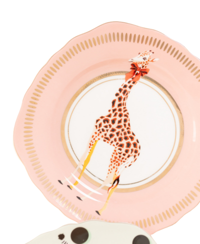 Shop Yvonne Ellen Giraffe, Leopard, Dog, Birds Tea Plates, Set Of 4 In Multi