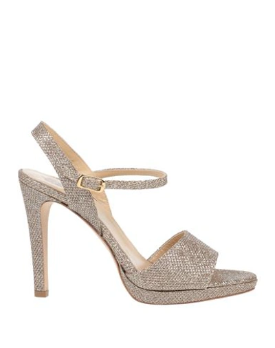 L'arianna Woman Sandals Gold Size 7.5 Textile Fibers In Gold