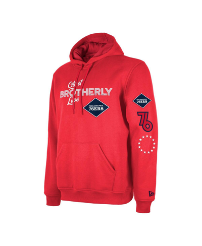 NEW ERA MEN'S NEW ERA RED PHILADELPHIA 76ERS BIG AND TALL 2023/24 CITY EDITION JERSEY PULLOVER HOODIE 
