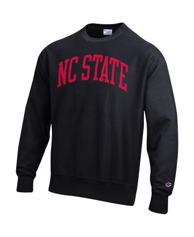 Champion Black Nc State Wolfpack Arch Reverse Weave Pullover Sweatshirt In Black
