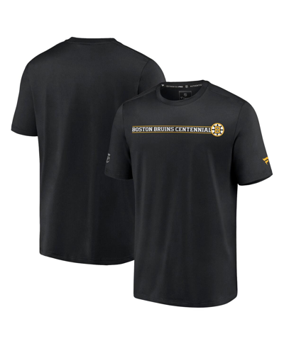 Shop Fanatics Men's  Black Distressed Boston Bruins Authentic Pro Centennial Banner T-shirt