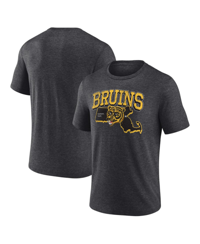 Shop Fanatics Men's  Heather Charcoal Distressed Boston Bruins Centennial Team Tri-blend T-shirt