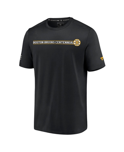 Shop Fanatics Men's  Black Distressed Boston Bruins Authentic Pro Centennial Banner T-shirt