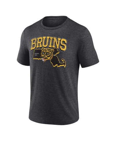 Shop Fanatics Men's  Heather Charcoal Distressed Boston Bruins Centennial Team Tri-blend T-shirt