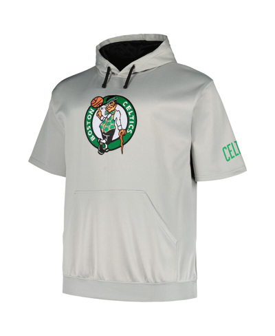 Shop Fanatics Men's  Silver Boston Celtics Big And Tall Logo Pullover Hoodie
