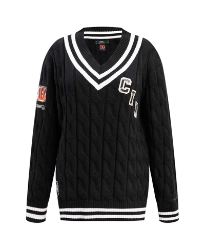 Pro Standard Black Cincinnati Bengals Prep V-neck Pullover Sweater In Black