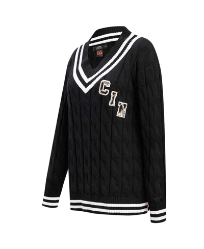 Pro Standard Black Cincinnati Bengals Prep V-neck Pullover Sweater In Black