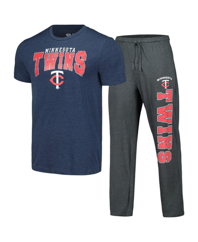 Shop Concepts Sport Men's  Charcoal, Navy Minnesota Twins Meter T-shirt And Pants Sleep Set In Charcoal,navy