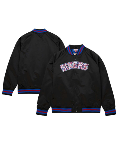 Mitchell & Ness Black Philadelphia 76ers Hardwood Classics  Throwback Wordmark Raglan Full-snap Jack In Black