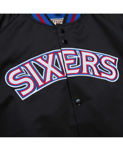 Mitchell & Ness Black Philadelphia 76ers Hardwood Classics  Throwback Wordmark Raglan Full-snap Jack In Black