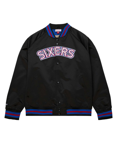 Mitchell & Ness Black Philadelphia 76ers Hardwood Classics  Throwback Wordmark Raglan Full-snap Jack In Black
