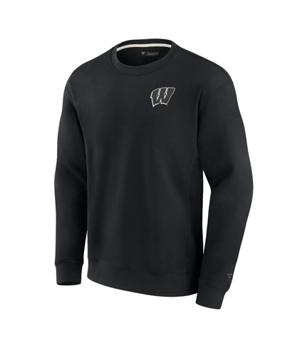 Fanatics Signature Unisex  Black Wisconsin Badgers Super Soft Pullover Crew Sweatshirt In Black