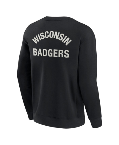 Shop Fanatics Signature Men's And Women's  Black Wisconsin Badgers Super Soft Pullover Crew Sweatshirt