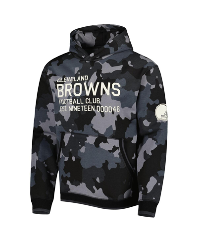 The Wild Collective Black Cleveland Browns Camo Pullover Hoodie In Black