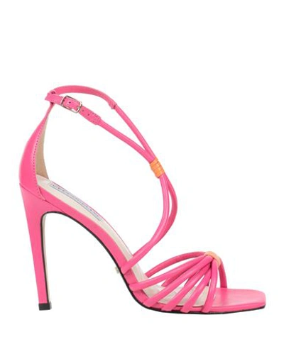 Shop Cecconello Woman Sandals Fuchsia Size 8 Calfskin In Pink