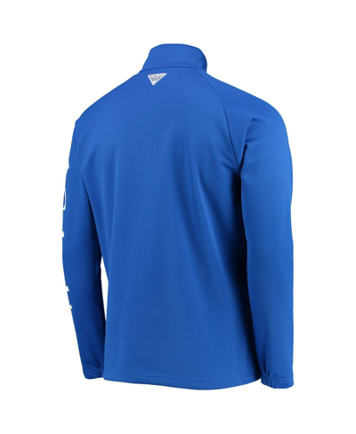 Columbia Royal Kentucky Wildcats Terminal Tackle Fleece Raglan Omni-shade Quarter-zip Jacket In Royal