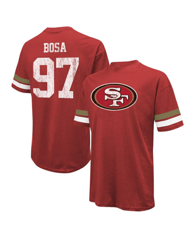 Shop Majestic Men's  Threads Nick Bosa Scarlet Distressed San Francisco 49ers Name And Number Oversize Fit